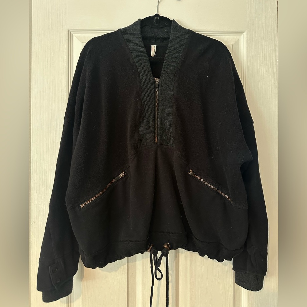Free People Movement Black Quarter Zip Sweatshirt